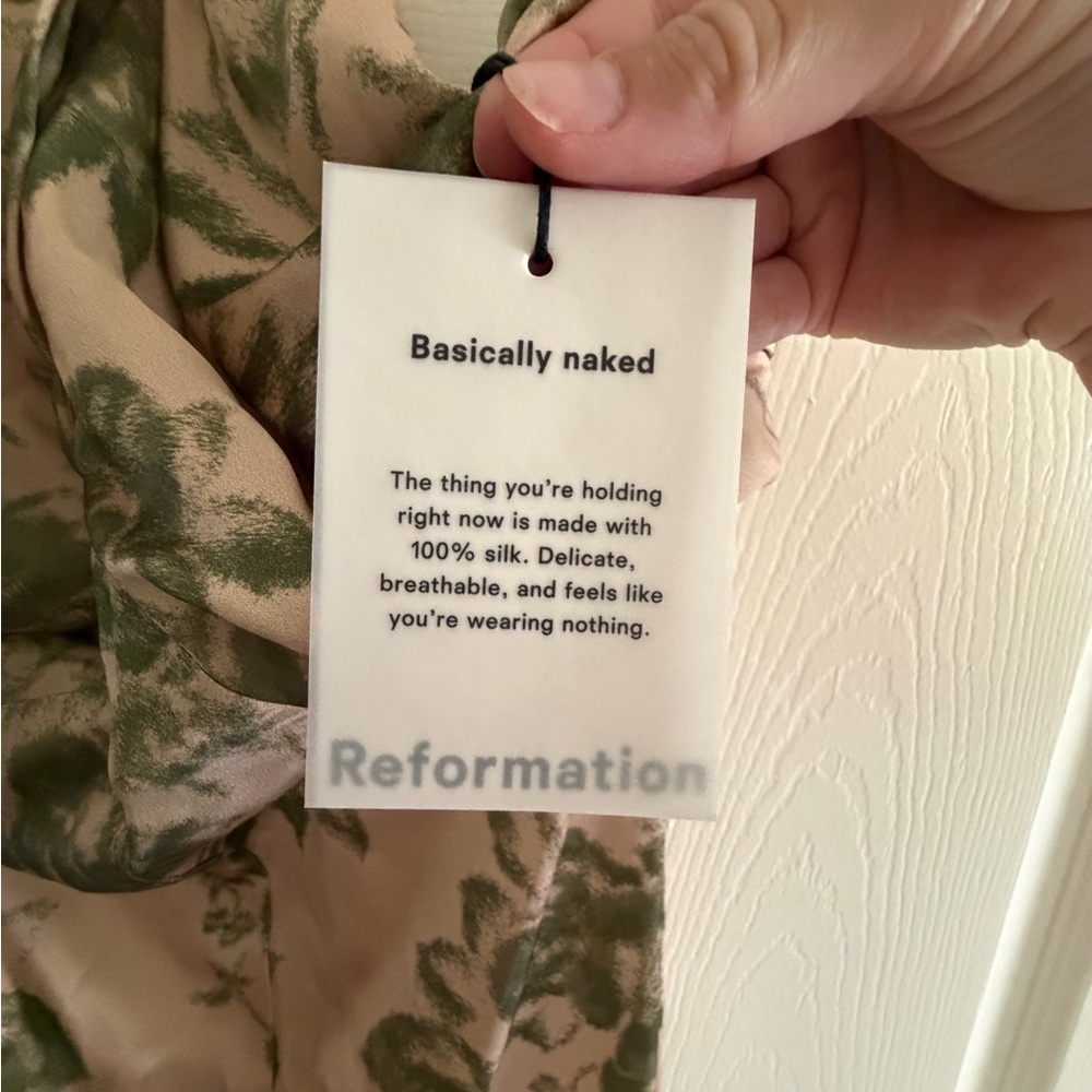 Reformation One-Shoulder Halter Gown - Blush Pink & Olive - Picture 6 of 7